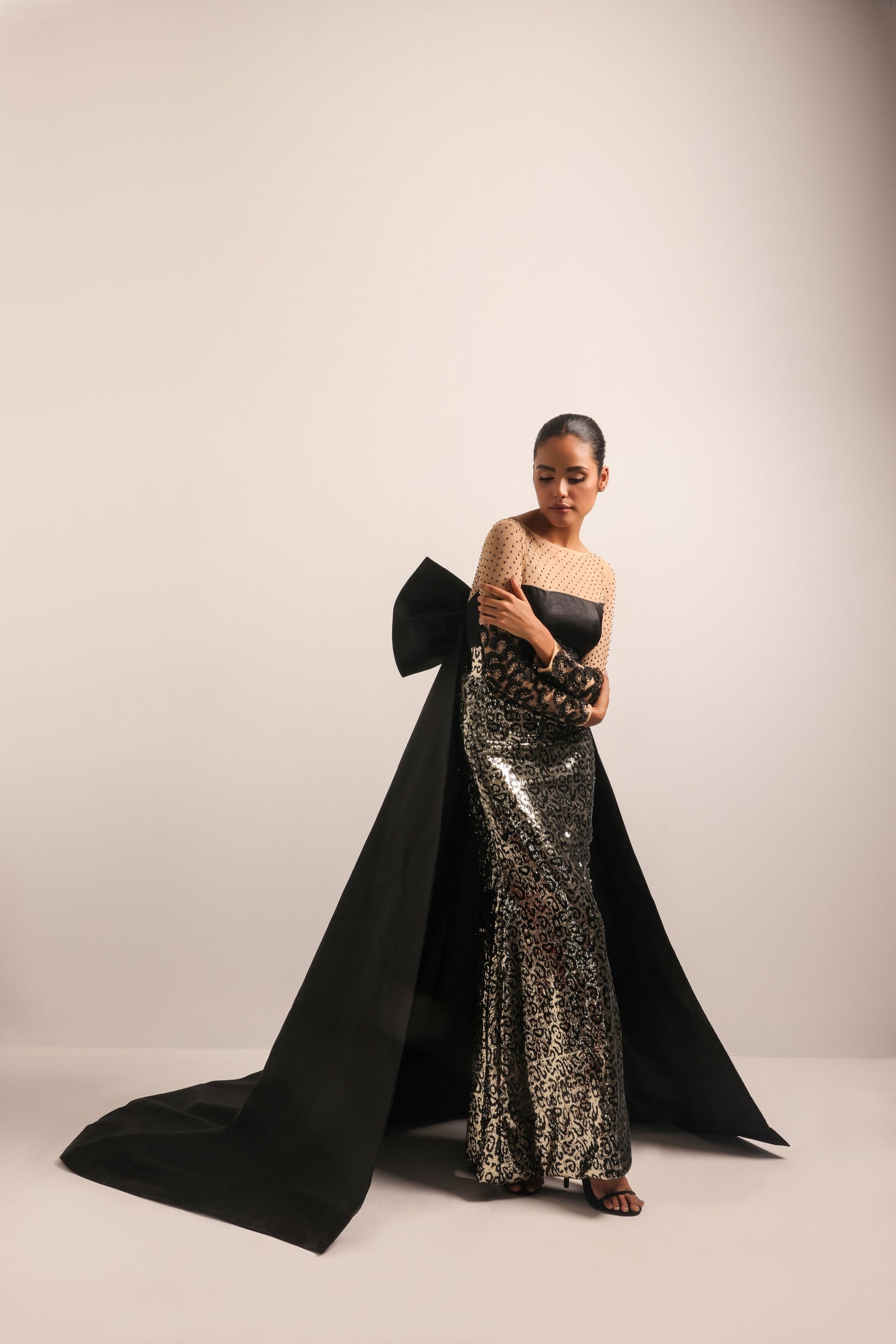 Elegant designer gown CIA in soft pastel hues