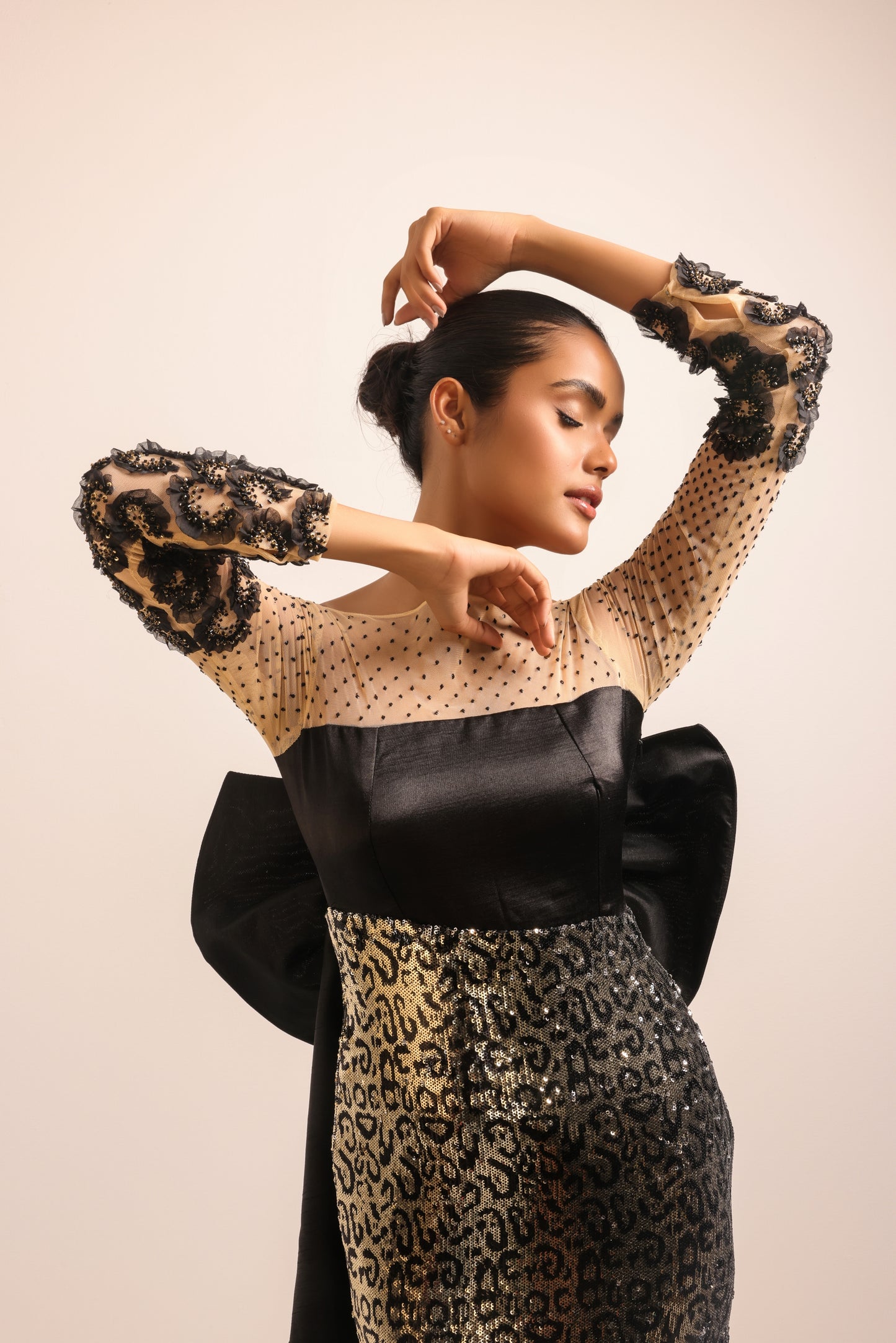 Full-length view of handcrafted CIA designer gown