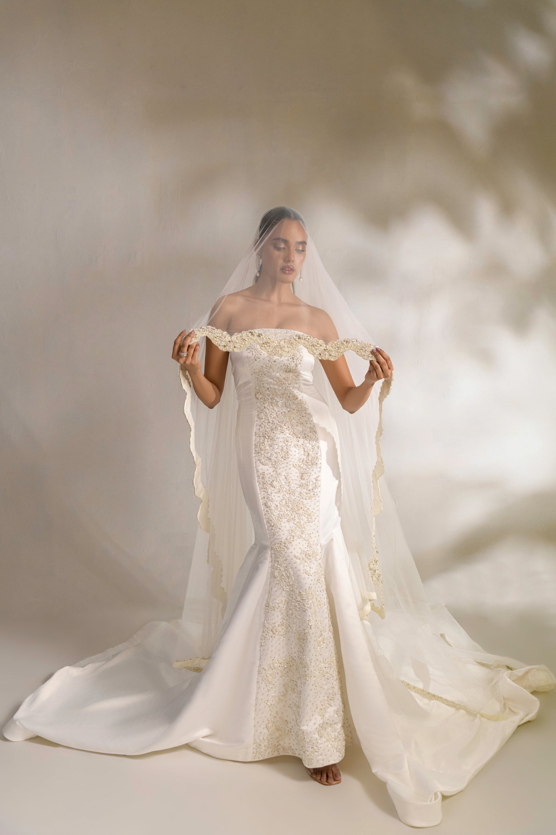 Grace designer wedding gown with pearl embellishments