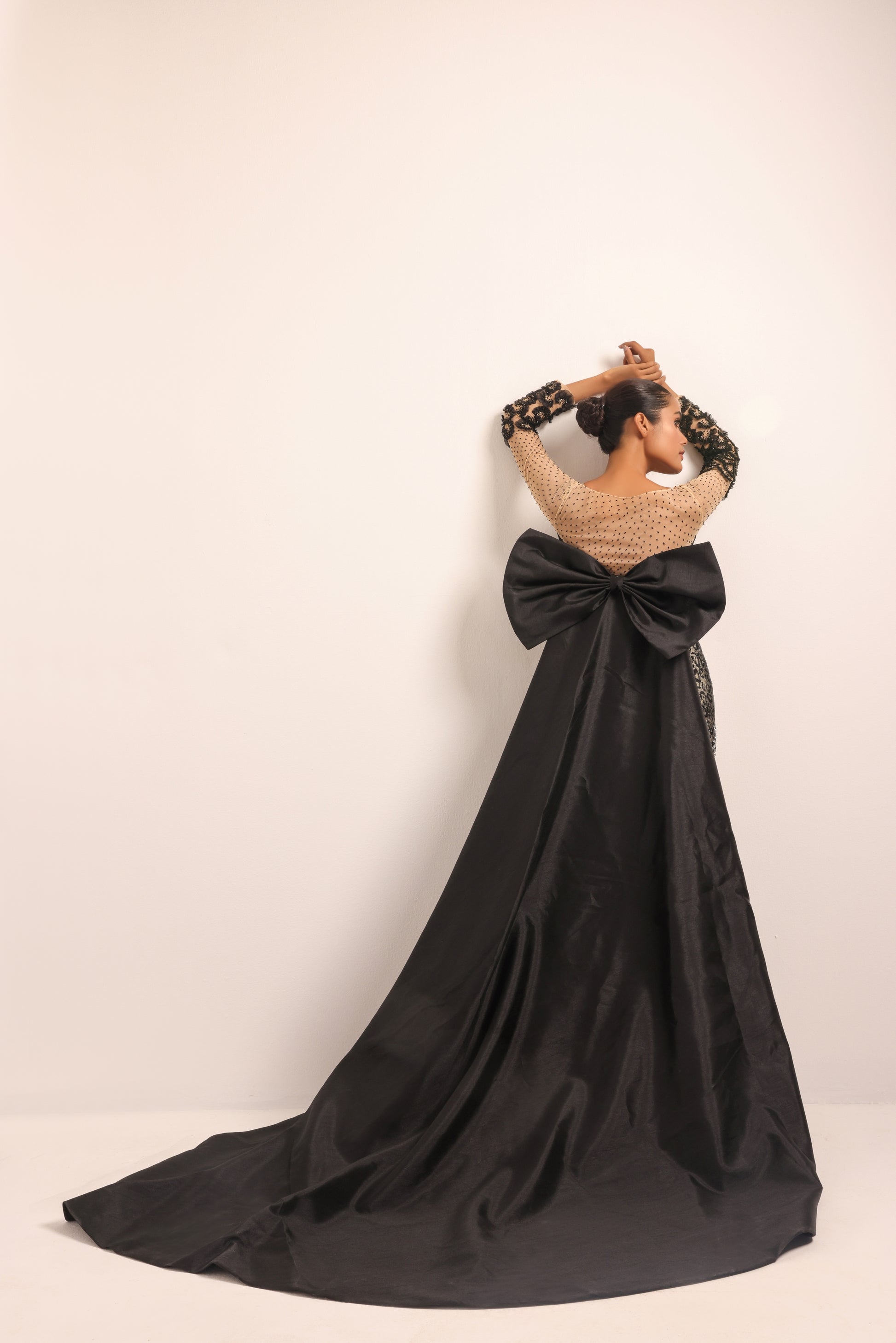 Model wearing luxury CIA gown for formal event
