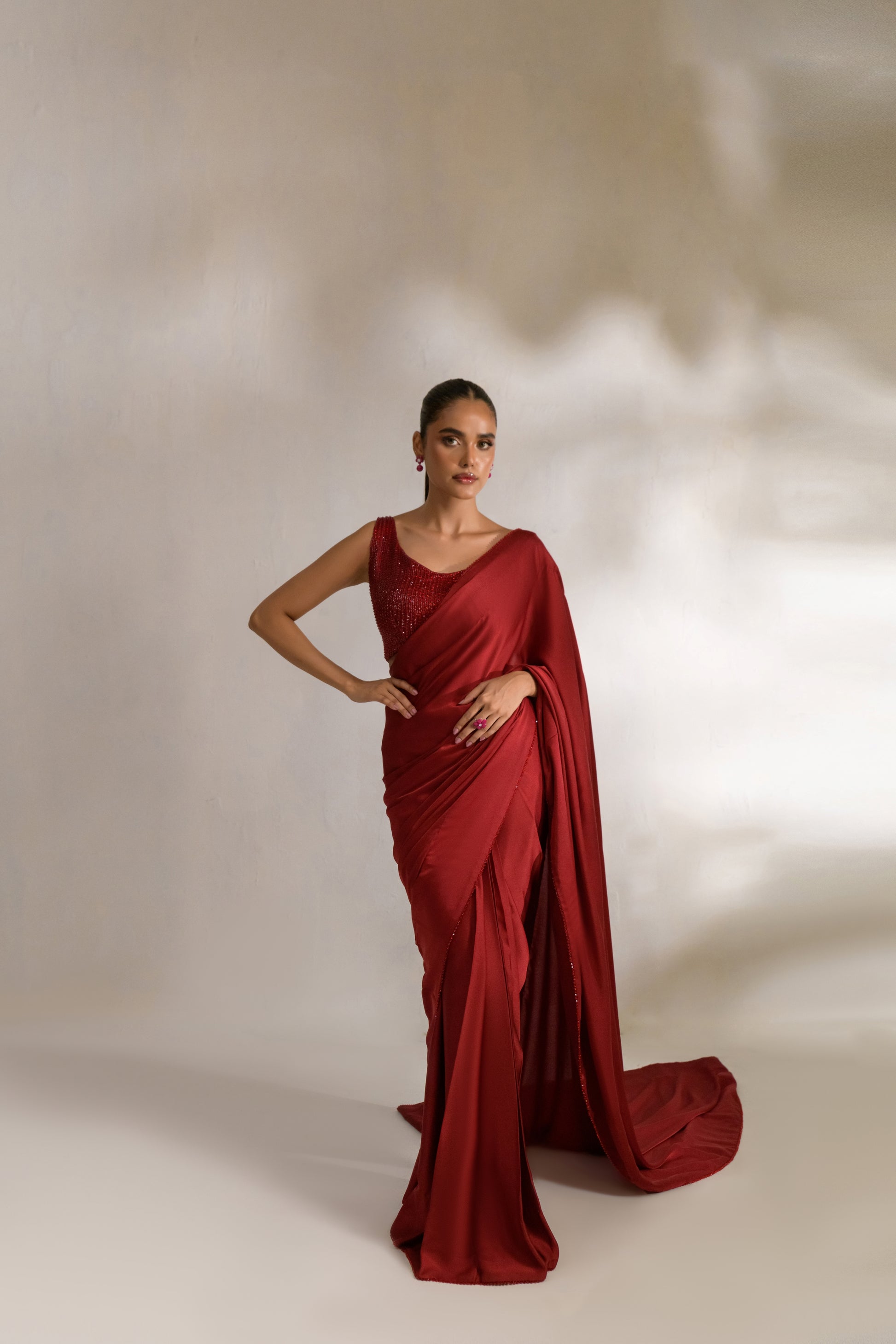 Luxury hand-embellished saree blouse with beaded detailing