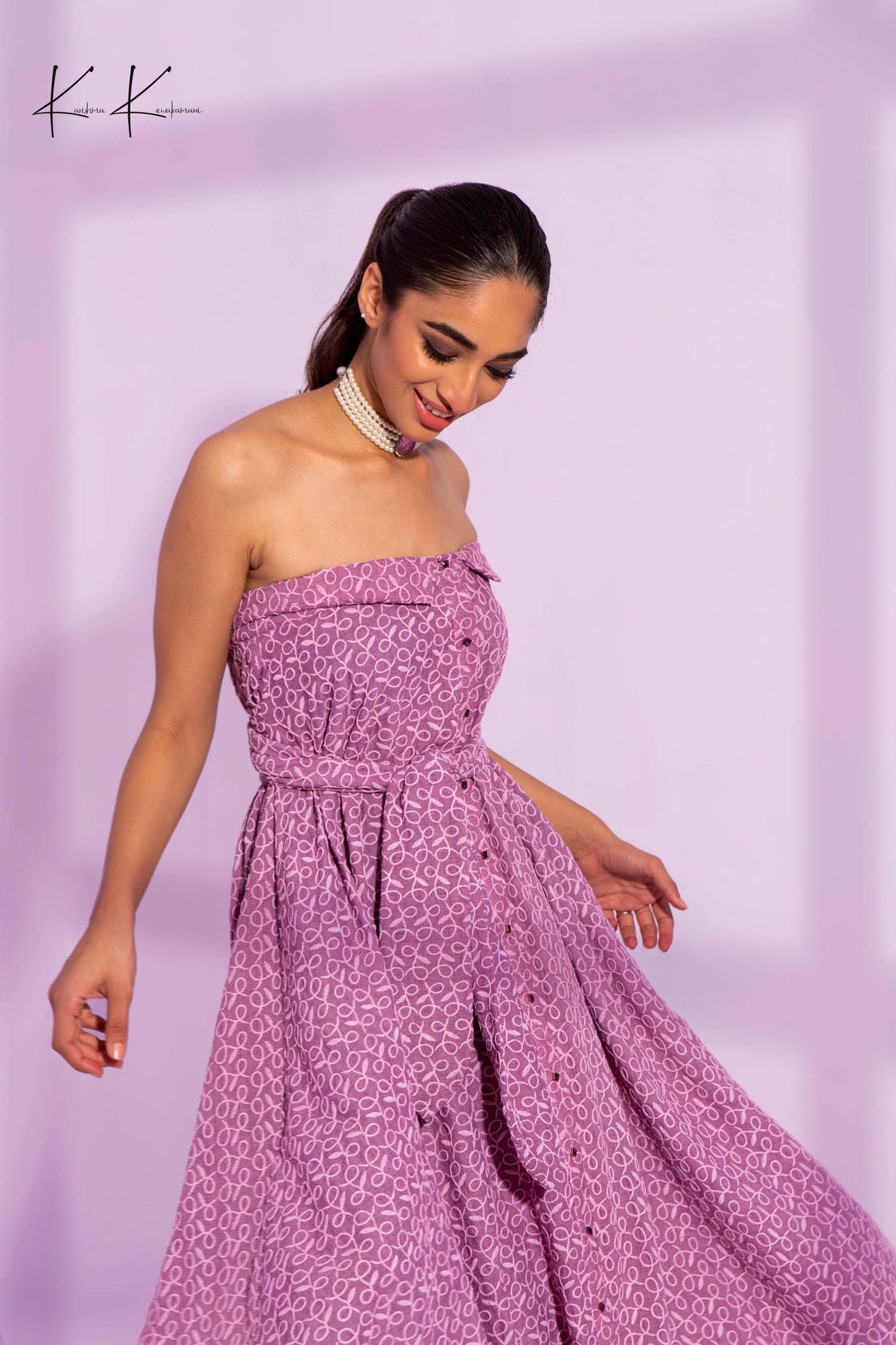 Strapless Button Down Flared