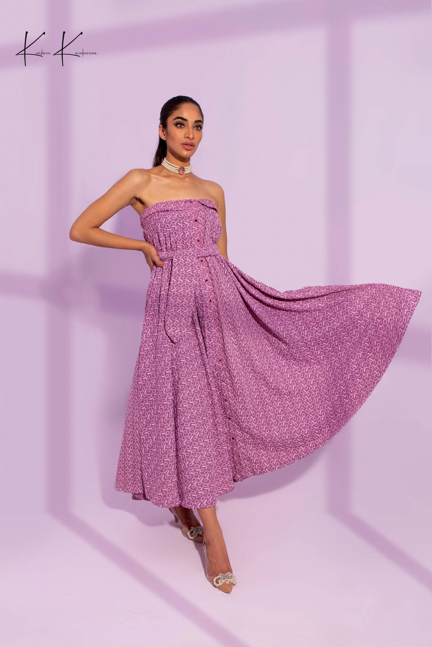 Strapless Button Down Flared
