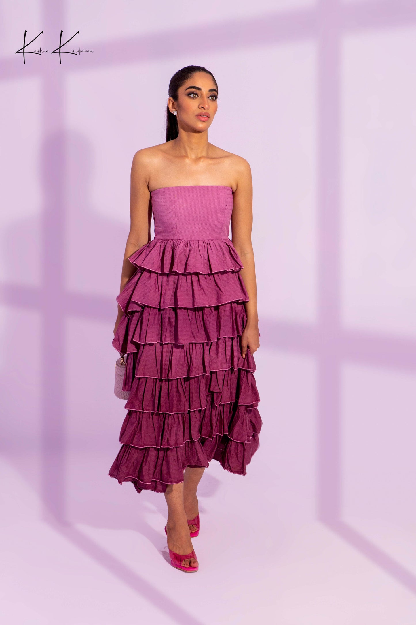 Strapless Flowy Dress with Frills