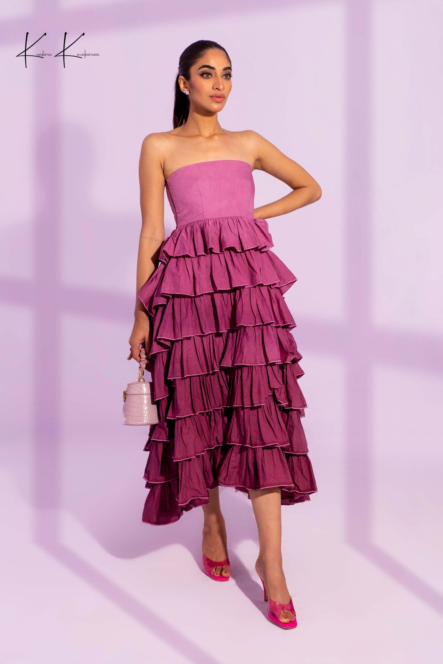 Strapless Flowy Dress with Frills