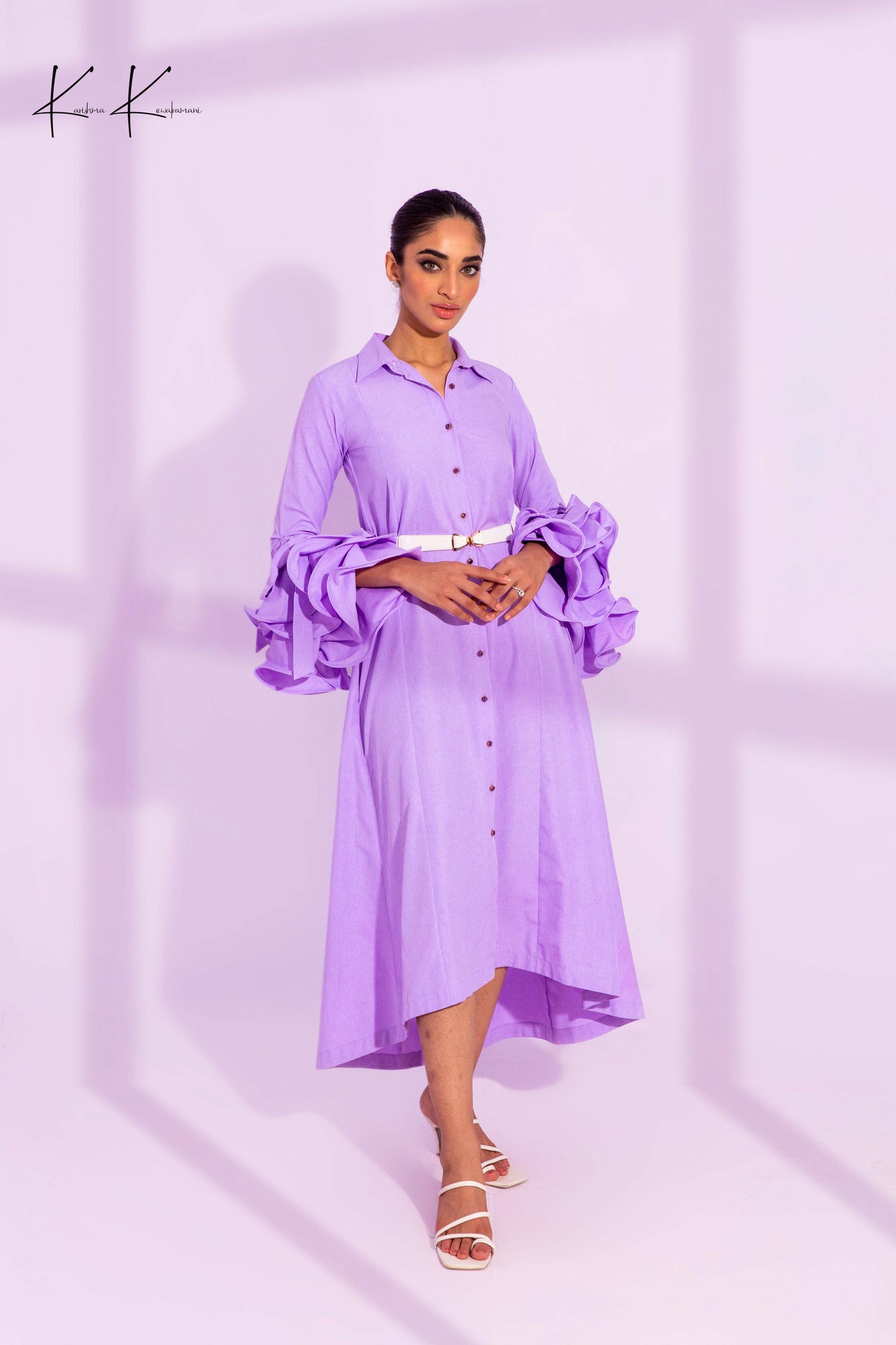 Ruffled Sleeves Button Down