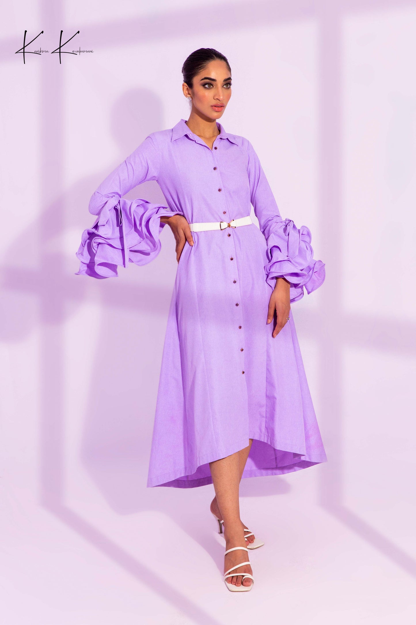 Ruffled Sleeves Button Down