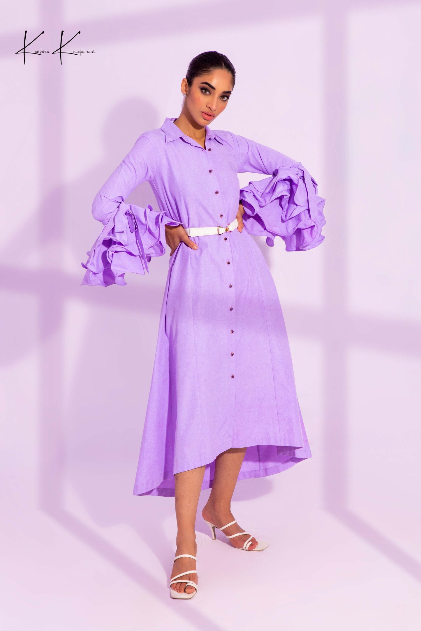 Ruffled Sleeves Button Down