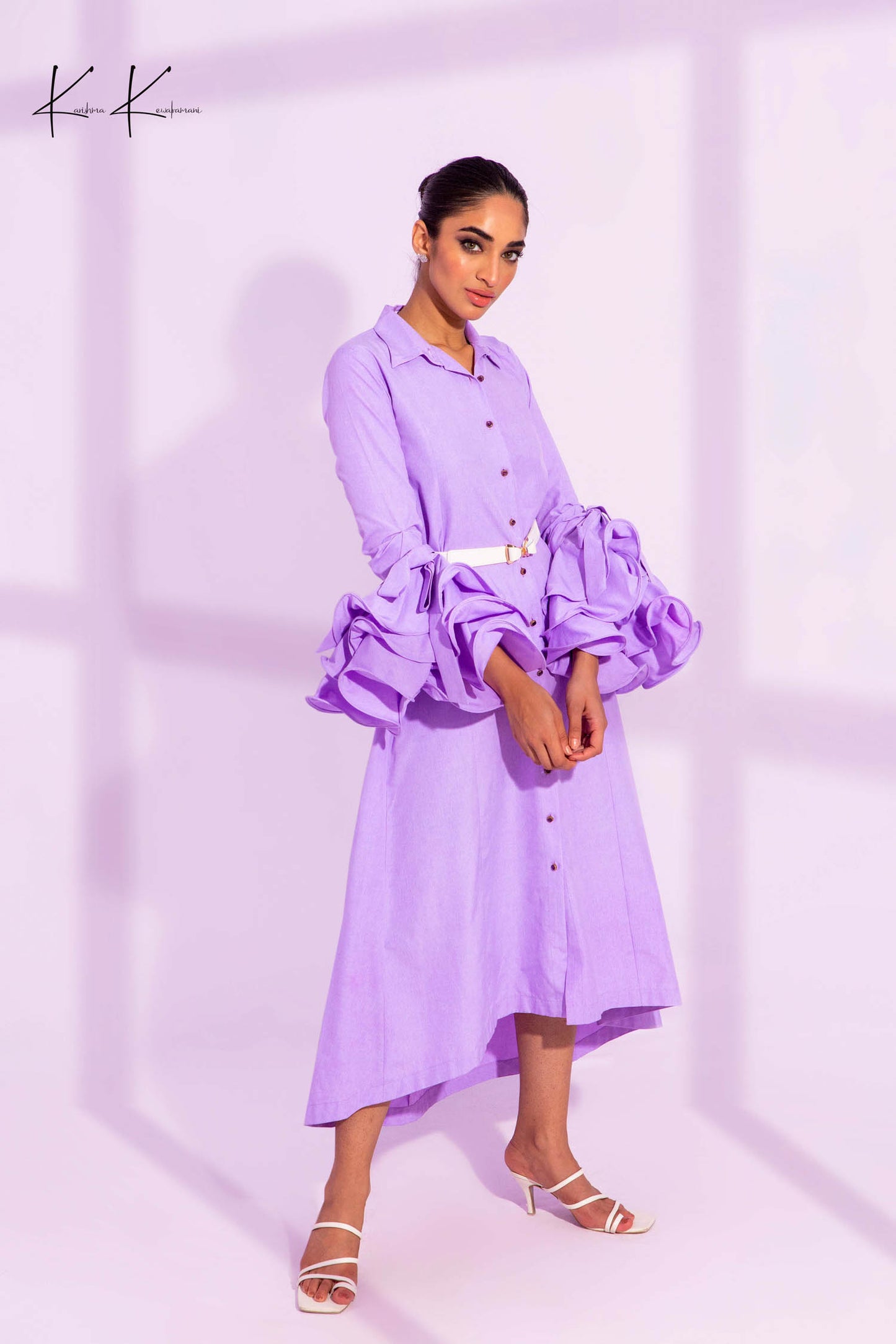 Ruffled Sleeves Button Down