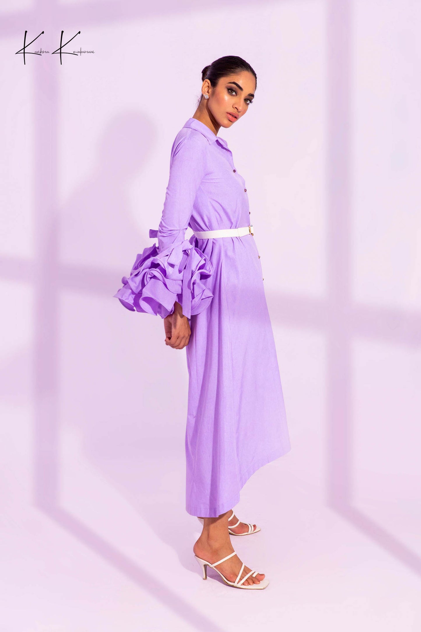 Ruffled Sleeves Button Down