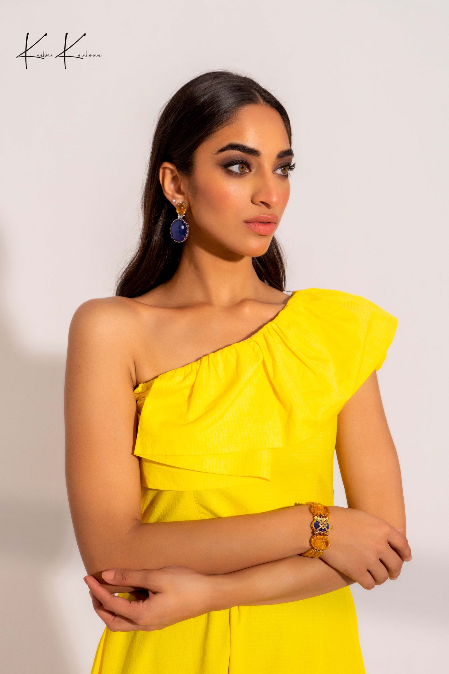 One Shoulder Flowy Pleated Gown