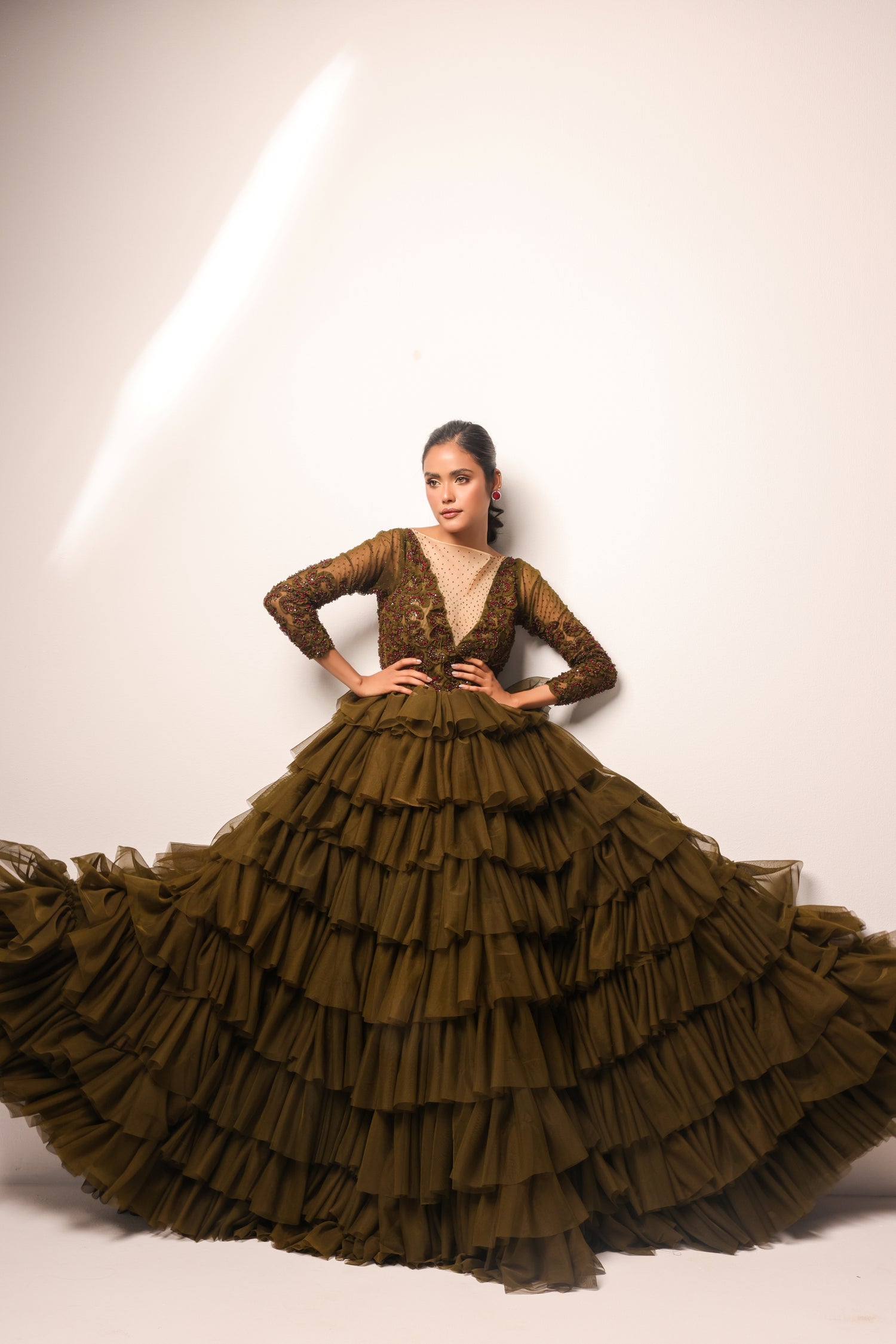 Aria fairytale designer gown with dramatic tulle ruffles