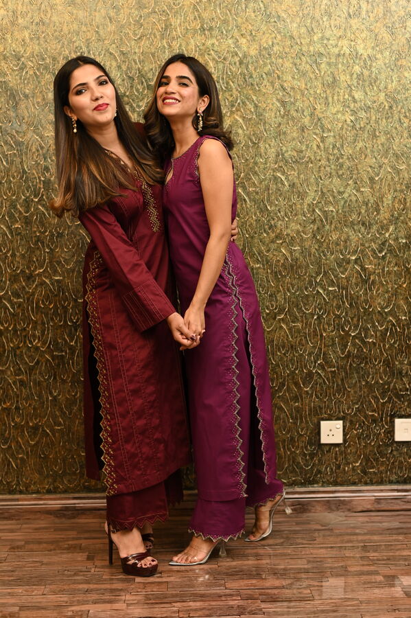 Maroon embroidered Matching separates