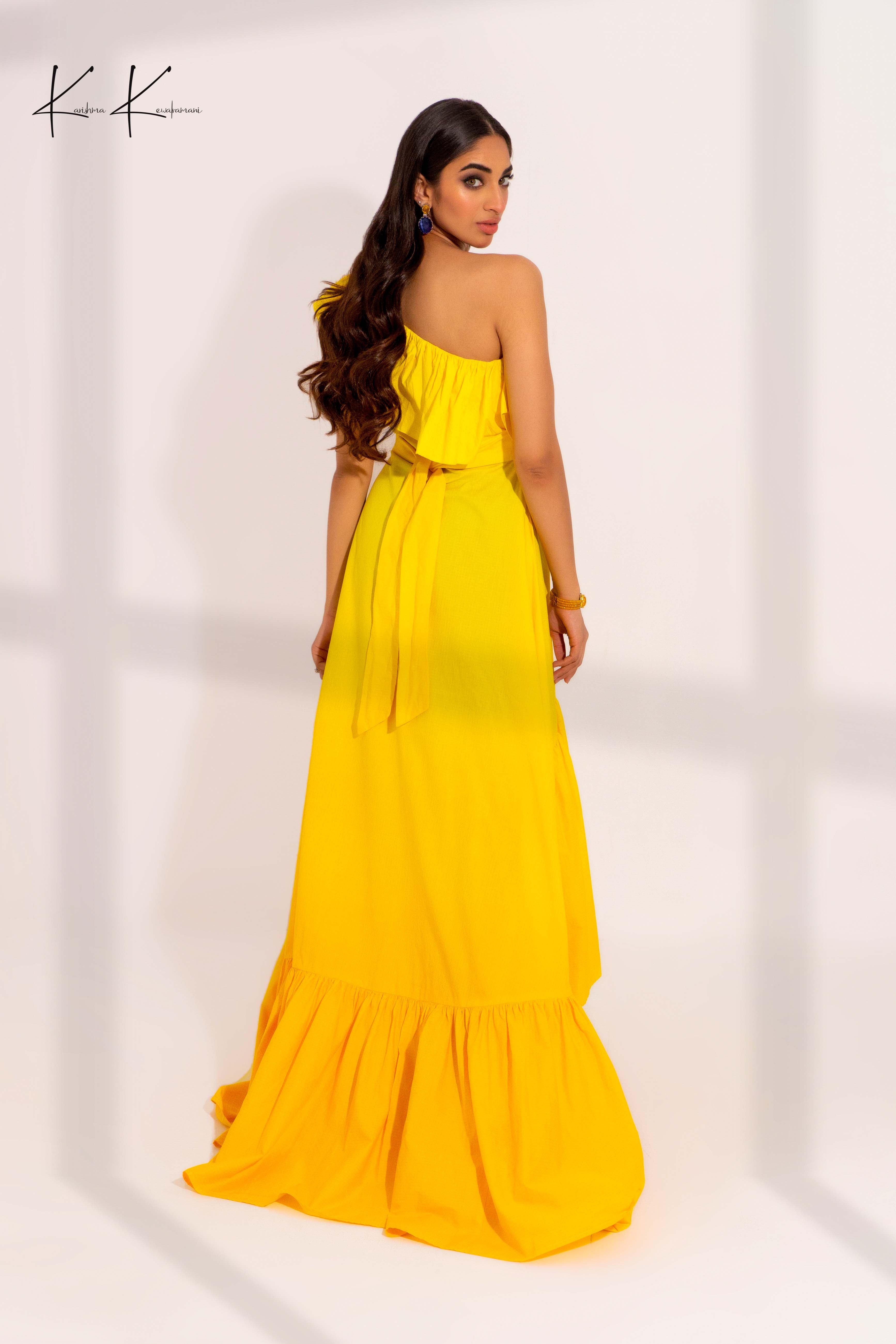 One Shoulder Flowy Pleated Gown
