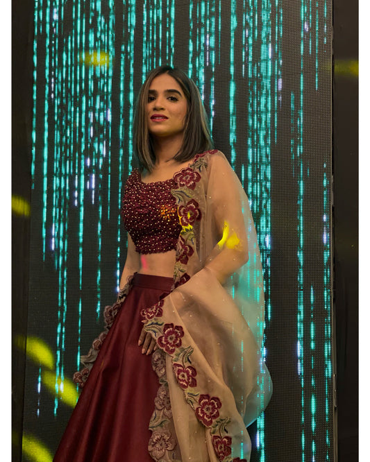 3D Embroidered Lehenga